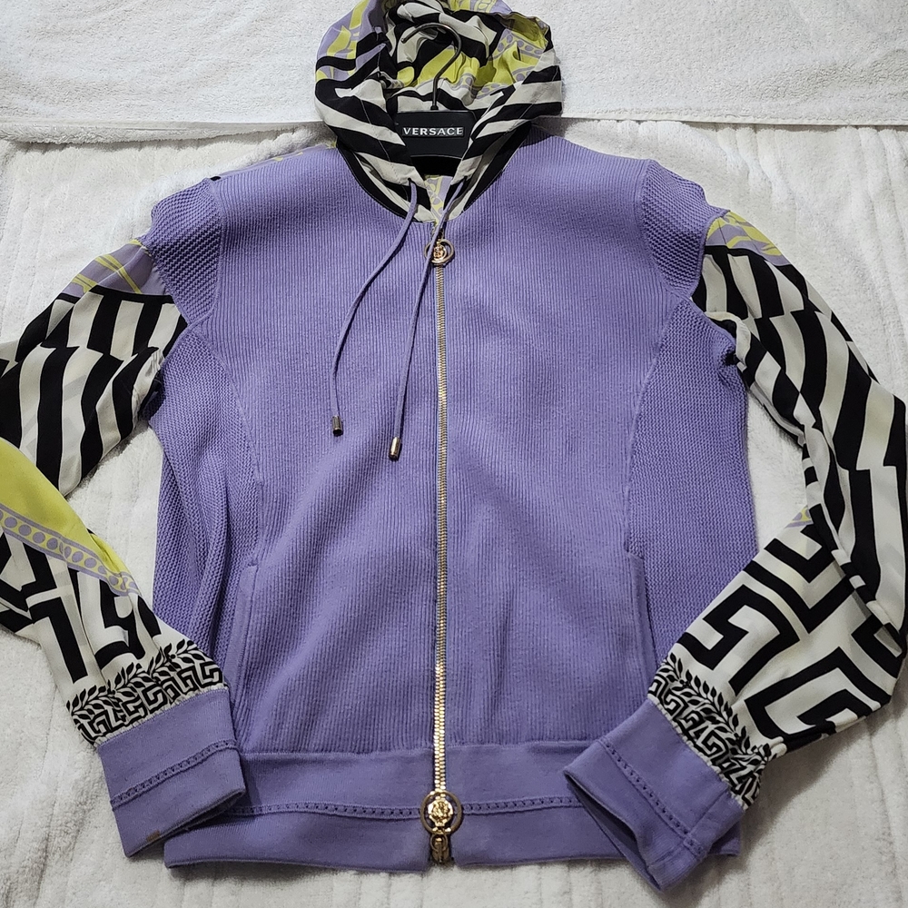 Versace Purple and Black Patterned Hoodie